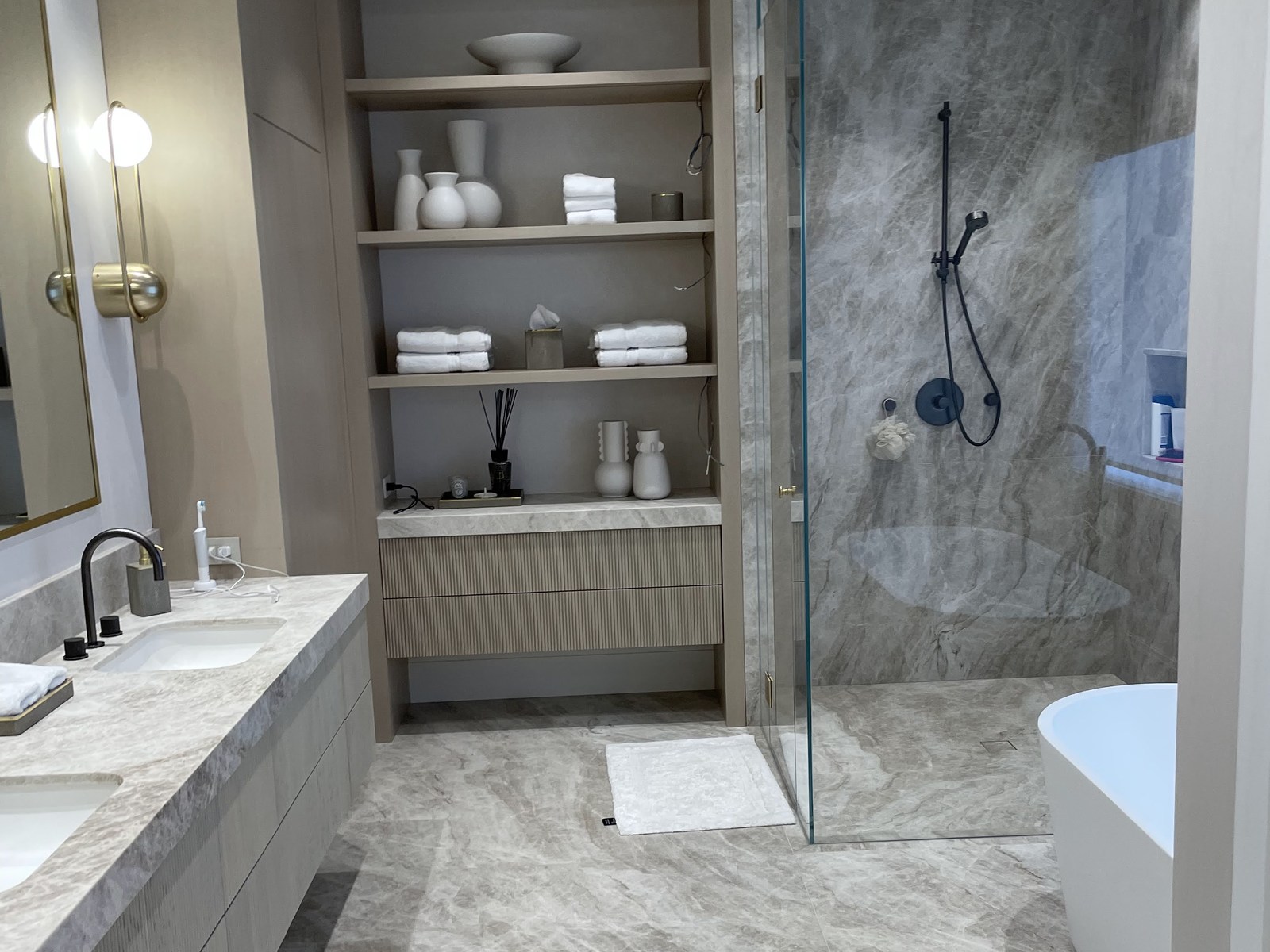 Integrated lighting in a residential bathroom in Hampstead
