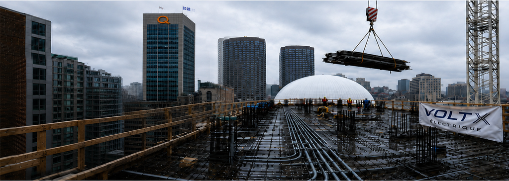 VoltX electrical job site in downtown Montréal