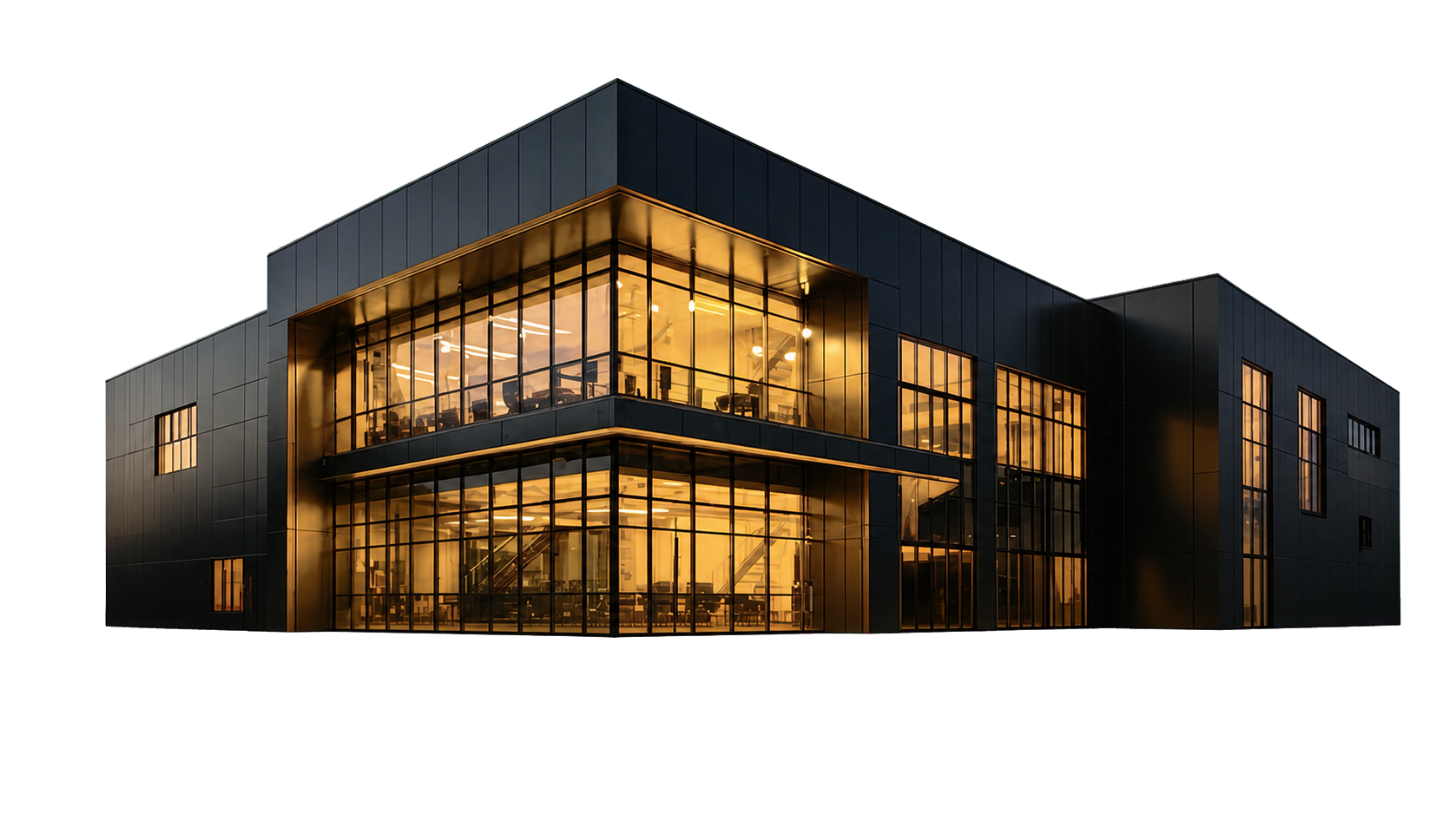 Illuminated commercial building
